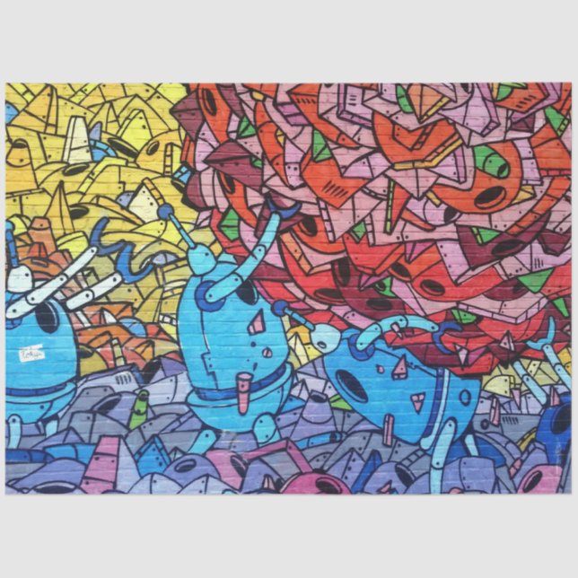 Mousseline Graffiti Urbain 18 Découpage Tissu Papier (Recto)