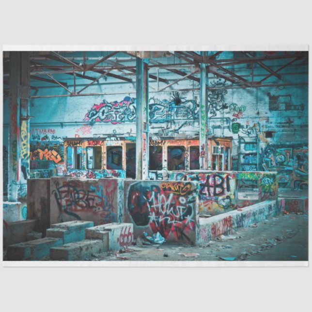 Mousseline Graffiti Urbain 25 Découpage Tissu Papier (Recto)