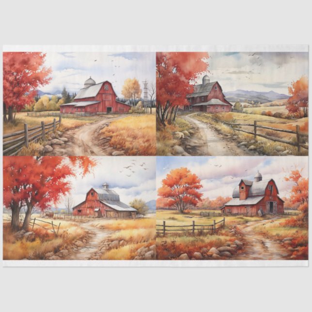 Mousseline Grange à l'automne Collage 2 Papier de découpage (Recto)