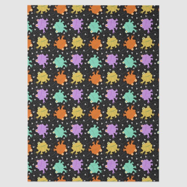 Mousseline Grenouilles psychédéliques Papier tissulaire multi (Recto)