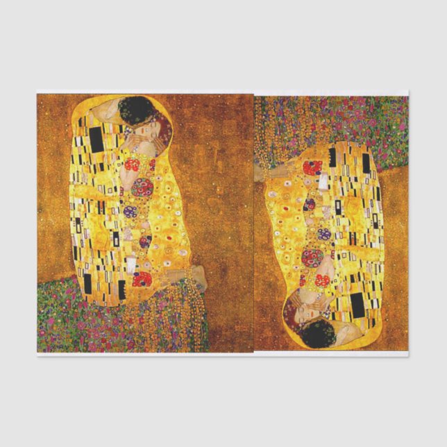 Mousseline Gustav Klimt, Le Baiser, Papier    Tissu (Recto)
