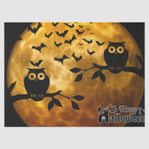 Mousseline Halloween Chouettes Lune Nuit Découpage Papier Tis