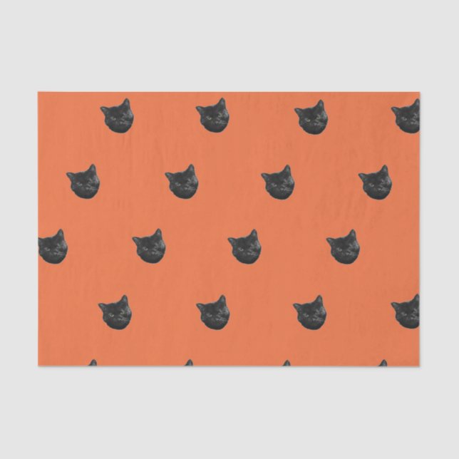 Mousseline Halloween noir chatte tissu papier cadeau sac cach (Recto)