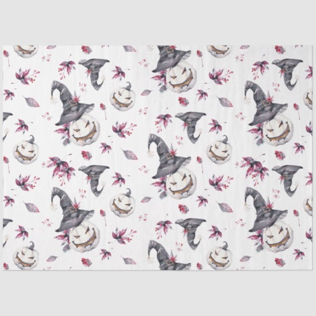 Mousseline Halloween Sorcière Citrouille Papier cadeau envelo (Recto)