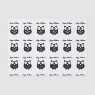 Mousseline Happy Halloween papier de tissus, hibou