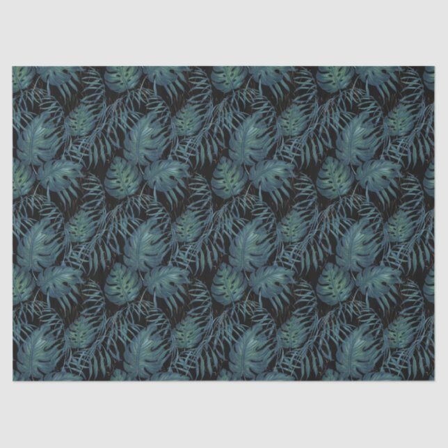 Mousseline Hawaiian Tropical Monstera Feuille Tissu Papier (Recto)