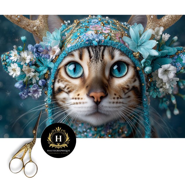 Mousseline Hiver Antler Bengale Chat Découpage papier (Créateur téléchargé)