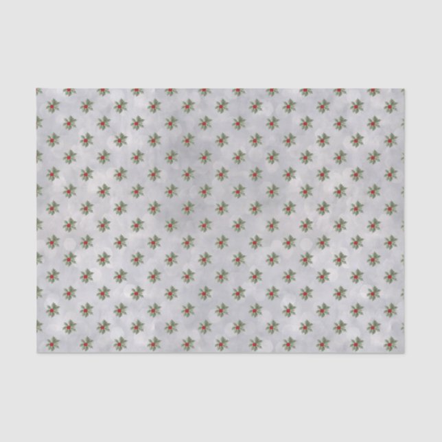 Mousseline Hiver Holly Berry Motif Tissu Papier papier (Recto)