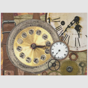 Mousseline Horloges engrenages 33 Découpage Papier de tissus