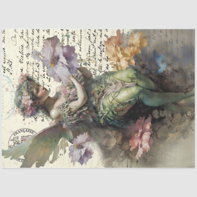 Mousseline Il m'aime, il ne m'aime pas. papier de tissu (Recto)