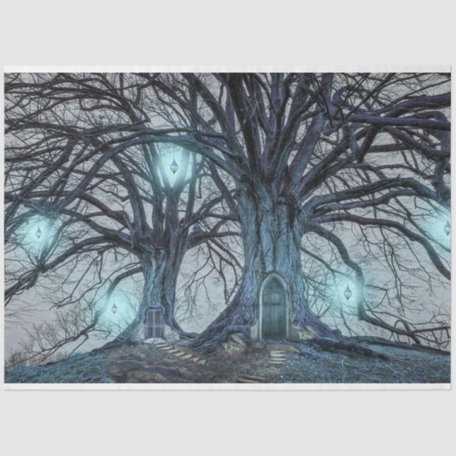 Mousseline Imaginaire Arbre Maison Forêt Découpage Papier de  (Recto)