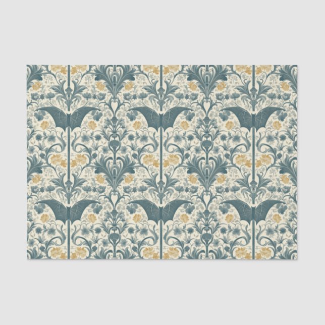 Mousseline Jardin gothique Papier de tissus - Flore foncé (Recto)