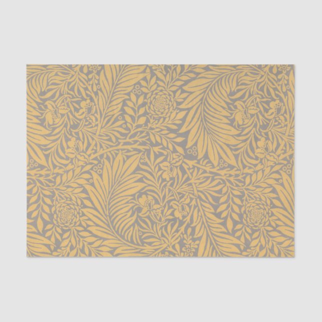 Mousseline JAUNE William Morris FERN MOTIF Tissu Papier papie (Recto)