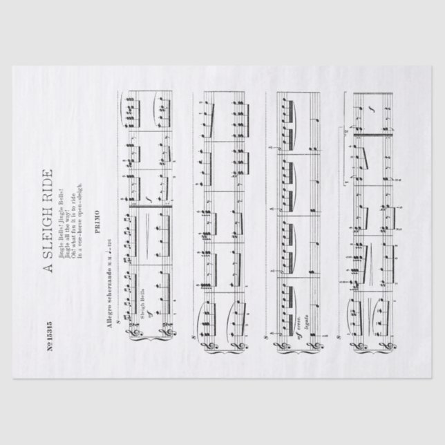 Mousseline Jingle Bells Musique Fête Tissu Découpage Papier (Recto)