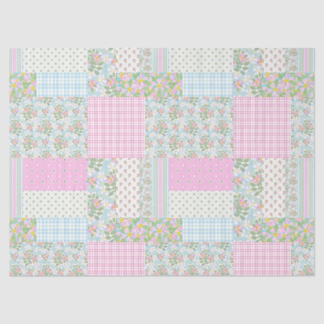 Mousseline Joli chien rose Rose Faux Patchwork Tissu Papier (Recto)