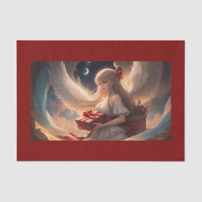 Mousseline Jolie Ange Avec Présents Papier Tissu (Recto)