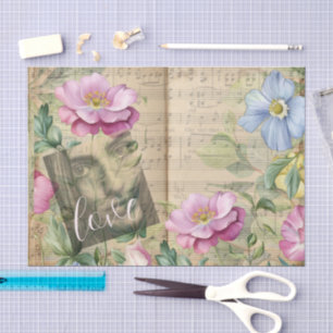 Mousseline Journaux Décoratifs en Papier Piano Fleur Romantiq