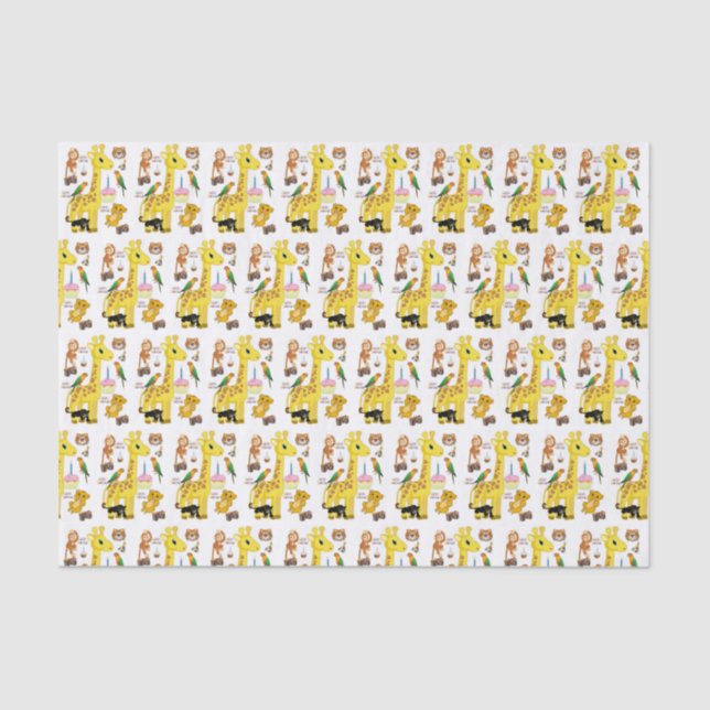 Mousseline Joyeuse Giraffe en papier Tissu Anniversaire (Recto)