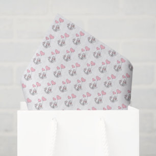 Mousseline Joyeuse Saint-Valentin Papier Tissu Chat Cœurs Ros
