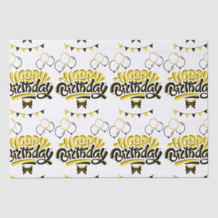 Mousseline Joyeux Anniversaire Fun Tissu Papier