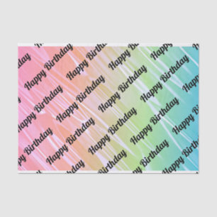 Mousseline Joyeux Anniversaire Rainbow Hologram Tissu Papier