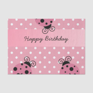 Mousseline Joyeux Anniversaire rose Ladybug Polka Pot papier