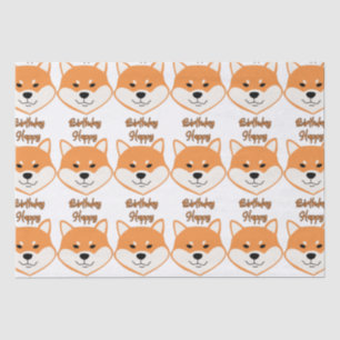 Mousseline Joyeux Anniversaire Shiba Inu Tissue Papier origin