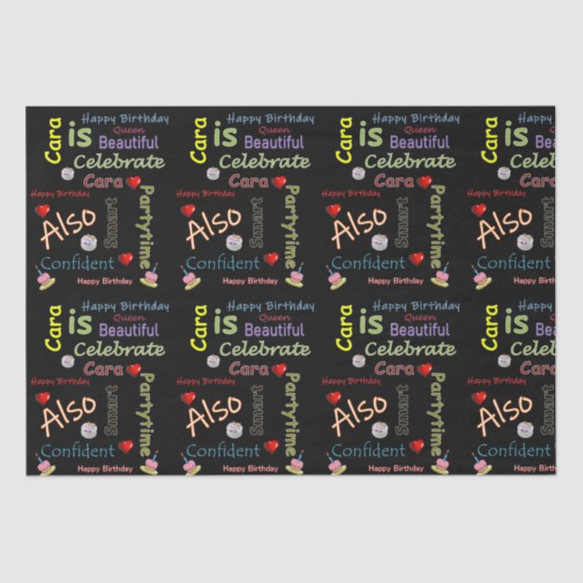 Mousseline Joyeux Anniversaire Tissu Papier Cara (Recto)