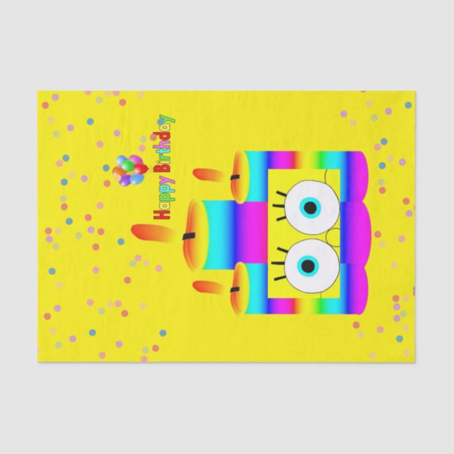 Mousseline Joyeux Anniversaire Tissu Papier Colorful Bougie (Recto)