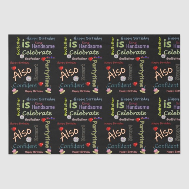 Mousseline Joyeux anniversaire Tissu Papier Dieu Père (Recto)