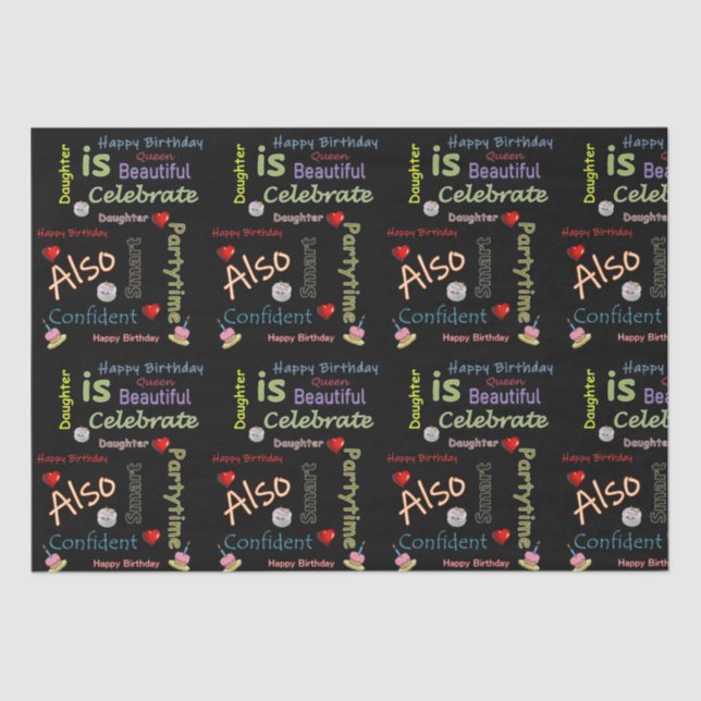 Mousseline Joyeux anniversaire Tissu papier fille (Recto)