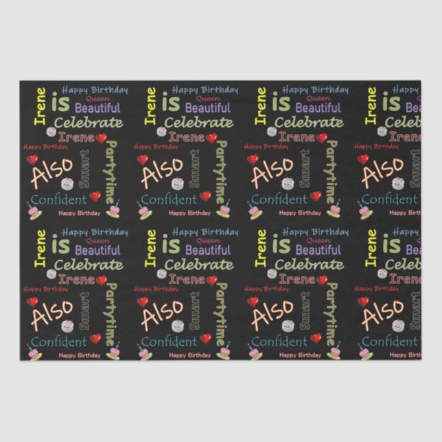 Mousseline Joyeux Anniversaire Tissu Papier Irène (Recto)