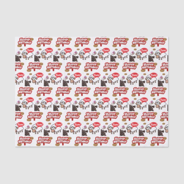 Mousseline Joyeux Anniversaire Tissue Lamb Papier (Recto)