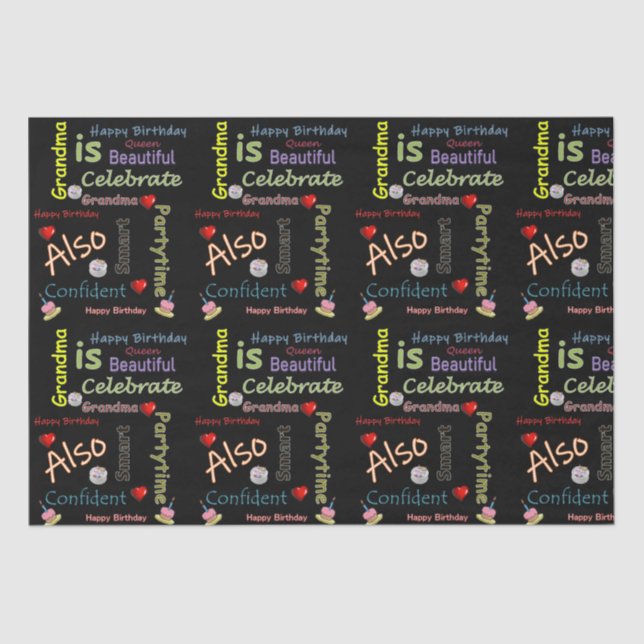 Mousseline Joyeux Anniversaire Tissue Papier grand-mère (Recto)