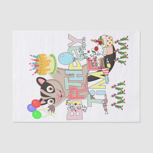 Mousseline Joyeux Anniversaire Tissue Papier Possum Gâteau (Recto)