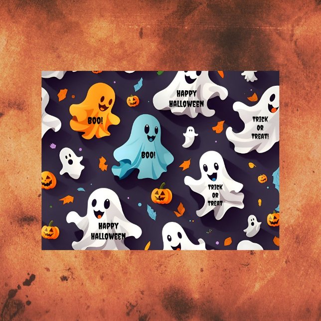 Mousseline Joyeux Halloween Mignons Petits Fantômes Papier Ti (Créateur téléchargé)
