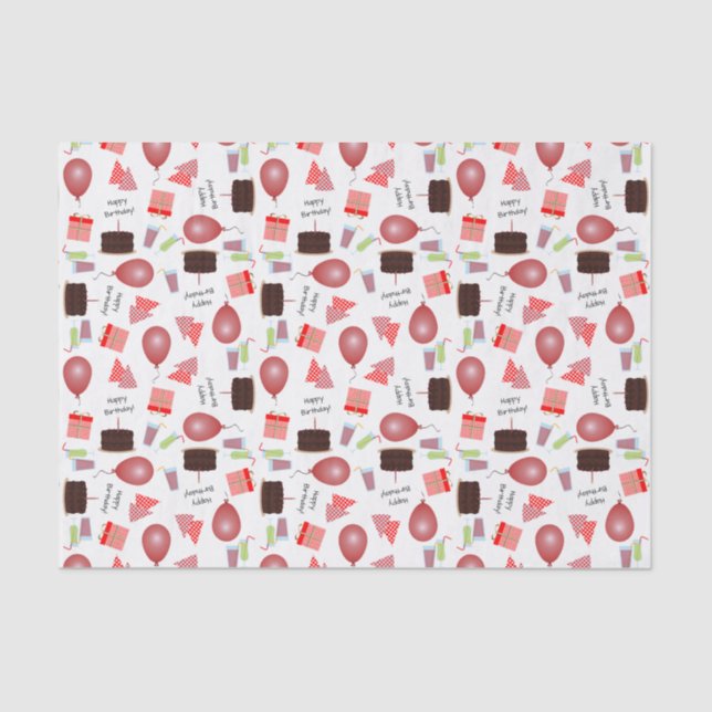 Mousseline Joyeux Motif d'anniversaire en papier de tissus ro (Recto)