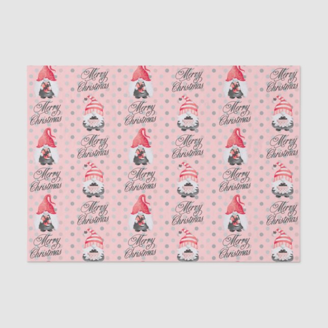 Mousseline Joyeux Noël Gnomes Et Points Papier Tissu (Recto)