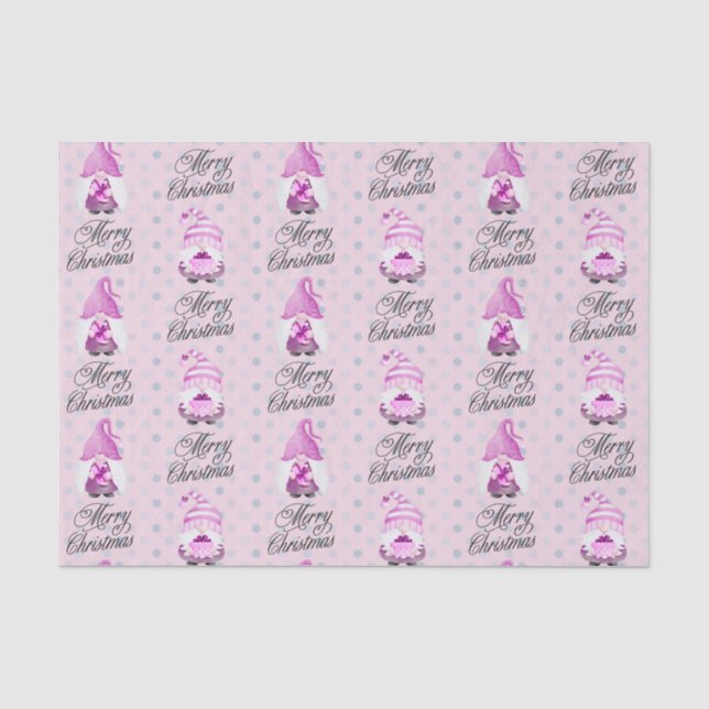 Mousseline Joyeux Noël Gnomes Et Points Papier Tissu (Recto)