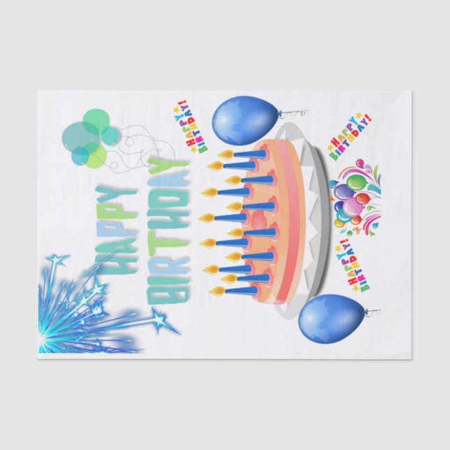Mousseline Joyeux papier de tissus d'anniversaire (Recto)