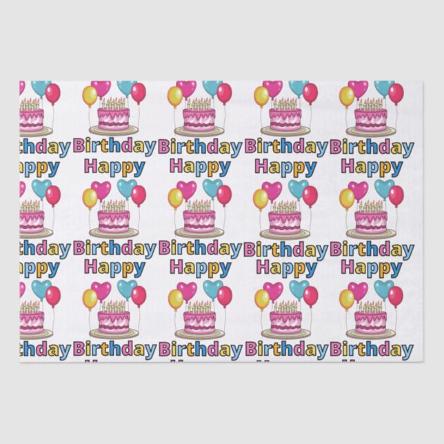 Mousseline Joyeux papier de tissus d'anniversaire (Recto)