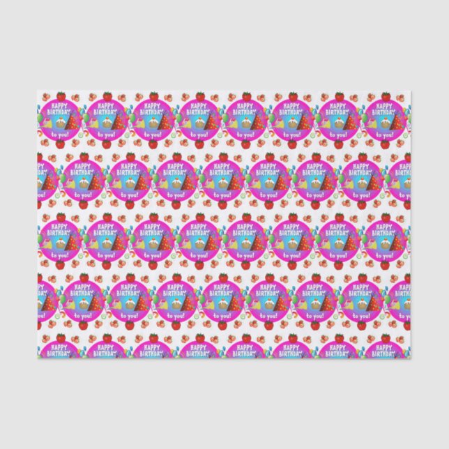 Mousseline Joyeux papier de tissus d'anniversaire (Recto)