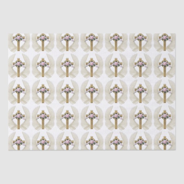 Mousseline La croix de Pâques avec l'ange s'envole le papier (Recto)