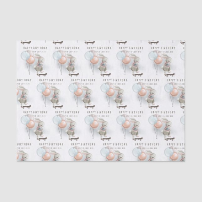 Mousseline Lapin cool Sur Skateboard Tissu Papier (Recto)