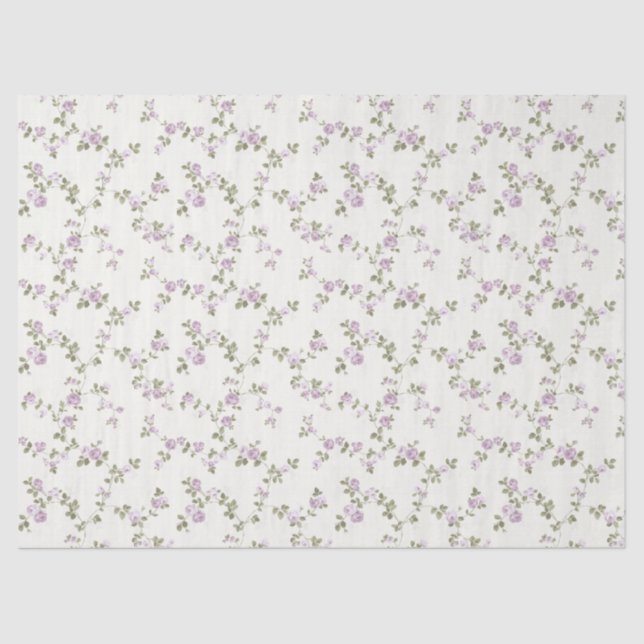 Mousseline Lavande Rose ivoire Shabby papier cadeau enveloppé (Recto)