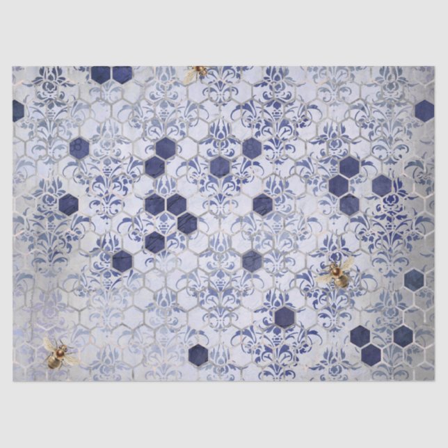 Mousseline Le Blue Bee Series Design 13 Tissus Papier (Recto)