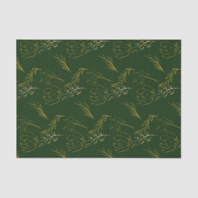Mousseline Le vert avec le papier vert floral contemporain Go (Recto)