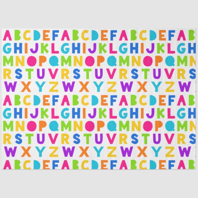Mousseline Lettre arc-en-ciel Alphabet papier Tissu (Recto)