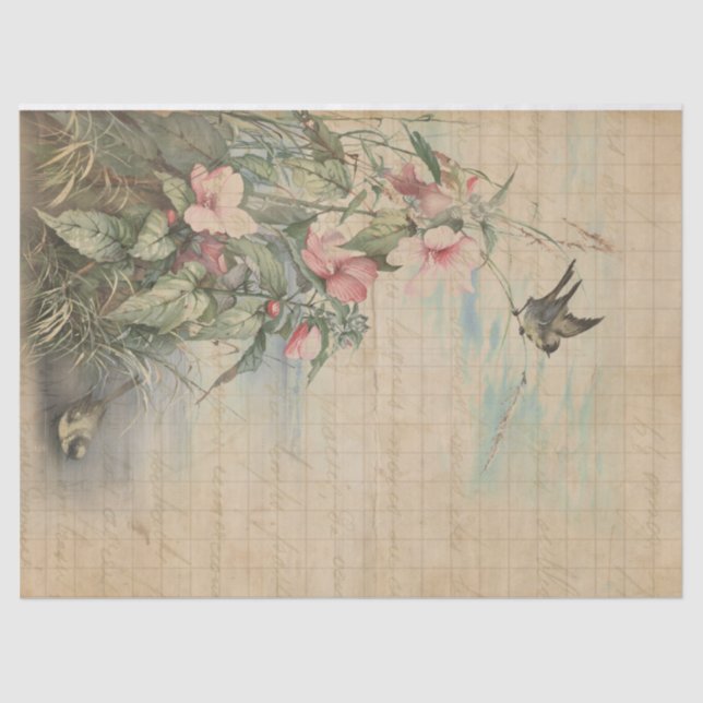 Mousseline Lettre d'amour avec découpage Hibiscus | Papier Ti (Recto)