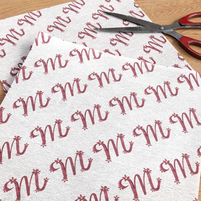 Mousseline Lettre d'or Rose M Papier Tissu (Rose gold pink letter M tissue paper perfect for your Mom or if your name begins with M)